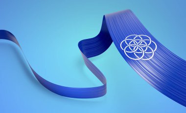 Dünya 'nın 3d Bayrağı 3d Dalgalı Mavi Dünya Bayrağı Gök Mavisi Arkaplan 3d Görüntü