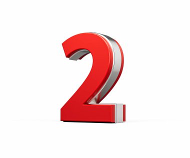 Beyaz Arkaplanda Parlayan Parlak Metalik Görüntü ile Kalın Kırmızı Numara 2