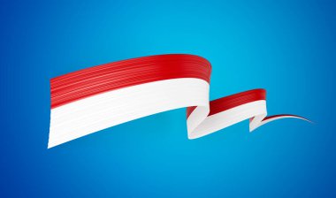 Endonezya 'nın 3d Bayrağı ve Monaco 3d Dalgalı Parlak Kurdele Mavi Arkaplanda İzole Edildi 3d Görüntü