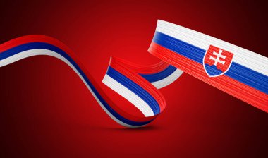 Slovakya 'nın 3d Bayrağı 3d Dalgalı Parlak Slovakya Kurdelesi Kırmızı Arkaplanda İzole Edildi 3d Görüntü