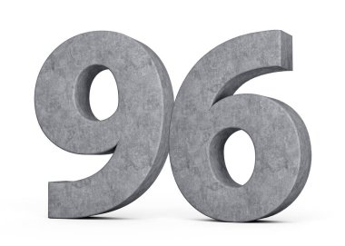 3D Beton Numara 96 Gri Beton Taştan Yapım Beyaz Arkaplan 3D Görüntü