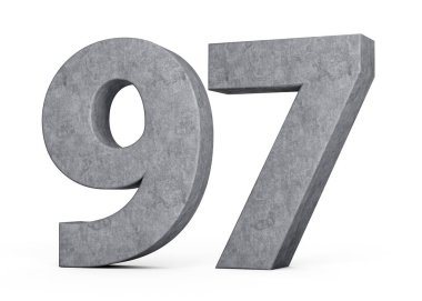 3D Beton Numarası 97. Gri Beton Taştan Yapılan 3D Görüntü