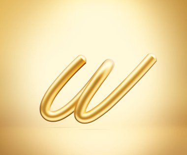 3d Altın Parlak Küçük Harf w Yuvarlak Şişirilebilir Yazı Tipi Altın Arkaplan 3d Görüntü