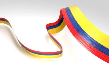 Kolombiya 'nın 3d Bayrağı 3d Sallanan Kolombiya Kurdelesi Beyaz Arkaplanda 3d Görüntü
