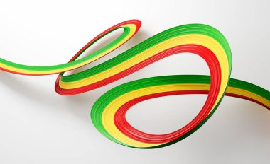 Mali 'nin 3d Bayrağı Parlak Dalgalı Mali Kurdelesi Beyaz Arkaplanda 3d Görüntü