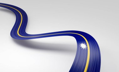 3d Nauru Bayrağı 3d Dalgalı Parlak Nauru Kurdelesi Beyaz Arkaplanda 3d Görüntü