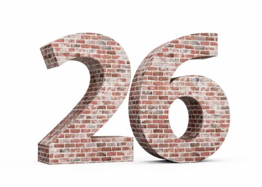 Number Twenty Six 26 Digit Made Of Old Grunge Texture Wall Of Bricks 3D Illustration clipart