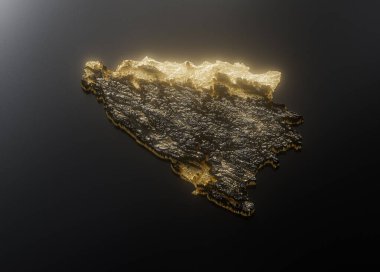 Bosna Altın Metalik Doku Haritası Altın Rezervleri ve Altın Madencilik Konsepti 3B İllüstrasyon
