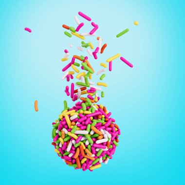 Renkli Serpiştirme veya Meises Brigadeiro Brezilya Tatlısı Top 3D İllüstrasyonundan Düşüyor