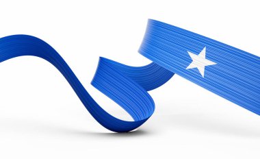 Somali 'nin 3d Bayrağı 3d Dalgalı Parlak Somali Kurdelesi Beyaz Arkaplanda 3d Görüntü