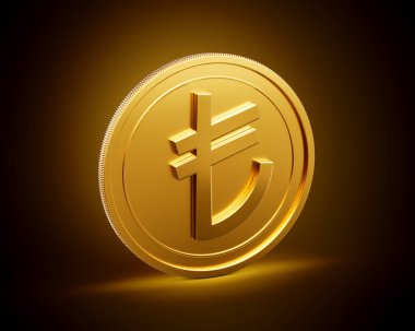 Altın Parlak Türk Lirası Parlak Altın Parıltı Arkaplanda 3D Görüntü