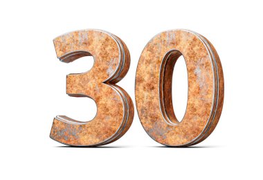 Eski paslı demir metal desenli 30 basamaklı Beyaz Arka plan 3D Görüntü