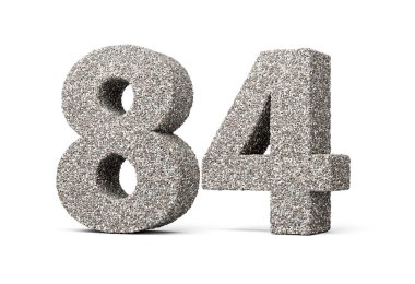 Seksen dört numara, kaya parçalarından ya da beyaz arkaplandaki çakıllardan yapılmış 84 basamak.