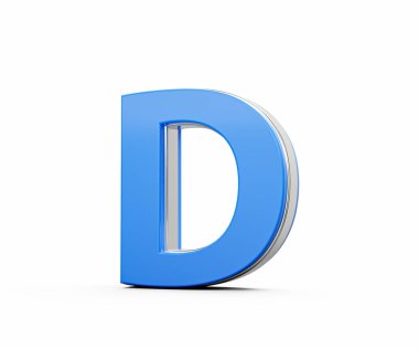 Mavi Büyük Harf D Parıldıyor Zarif Modern Tasarım Kalın Yazı Tipi Keskin Kenarlı 3B Görüntü
