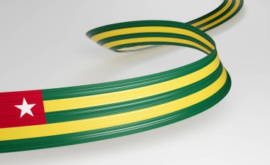Togo 'nun 3d Bayrağı 3d Dalgalı Parlak Togo Kurdelesi Beyaz Arkaplanda İzole Edildi 3d Görüntü