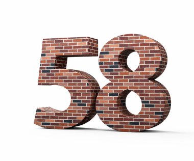 Tuğla Duvarı Numara 58 58 Renkli Tuğla Duvarı 3 boyutlu Görüntü
