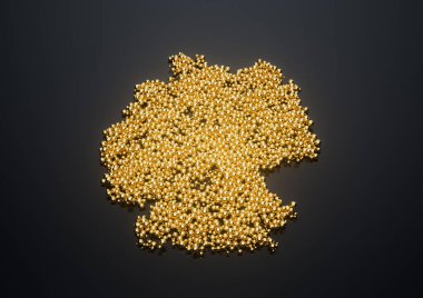 Almanya Haritası Yüksek Kaliteli Altın Parlak Metalik Boncuklar veya Toplar 3D İllüstrasyon