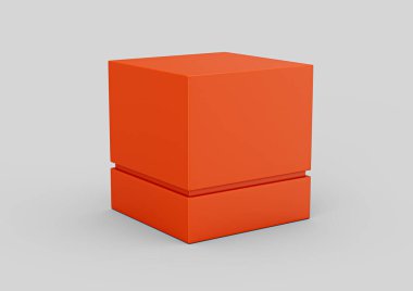 Sophisticated Bright Orange Box For Premium Packaging Mockup On White Background 3D Illustration clipart