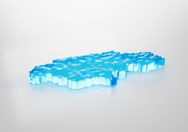 Jamaika 'nın Küresel Isınma Haritası Derin Okyanusta Eriyen Buzul Mavi Su 3D Görüntü