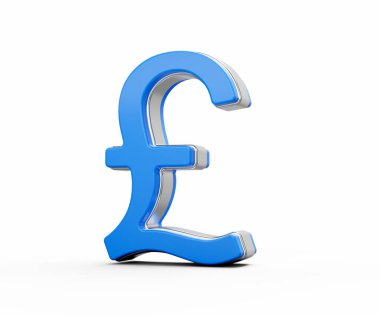 Canlı Mavi İngiliz Pound Para Birimi Sembol Parıltısı Parlak Modern Tasarım 3D İllüstrasyon
