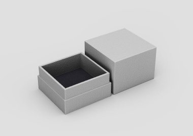 Depolama ve Paketleme Konsepti 3d İllüstrasyon için desenli yüzeyi olan parlak gri bir kare kutu.