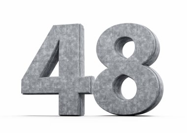 Beton Numara 48 Gri Beton Taştan Yapılan 48 basamak Beyaz Arkaplan 3D Görüntü