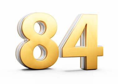 3 Boyutlu Altın Parlak 84 Numara 84 84 numara, Beyaz Arkaplanda Gümüş Çizgili 3D Görüntü