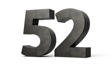 Number Fifty two 52 Digit Made Of Gray Smooth Cast Iron Isolated On White Background 3d Illustration clipart