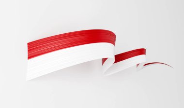 Endonezya 'nın 3d Bayrağı ve Monaco 3d Dalgalı Parlak Kurdele Beyaz Arkaplanda İzole Edildi 3d Görüntü
