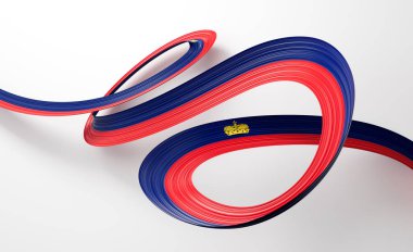 3d Lihtenştayn Bayrağı 3d Parlak Dalgalı Lihtenştayn Kurdelesi Beyaz Flama 3d Görüntü