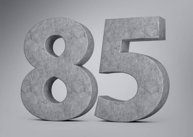 3D Beton Numarası 85. Gri Beton Taş Gri Arka plan 3D İllüstrasyon