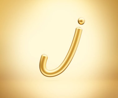 3d Altın Parlak Küçük Harf j Yuvarlak Şişirilebilir Yazı Tipi Altın Arkaplan 3d Görüntü