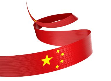 3d Çin Bayrağı 3d Parlak Çin Kurdelesi Dalgalanması Beyaz Arkaplanda İzole Edilmiş 3d Görüntü