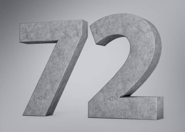 3d Concrete Number Seventy Two 72 Digit Made Of Grey Concrete Stone Grey Background 3d Illustration clipart