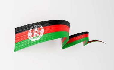 3d Flag Of Afghanistan 3d Wavy Shiny Afghanistan Ribbon Isolated On White Background 3d Illustration clipart