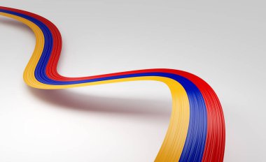 3d Ermenistan Bayrağı 3d Dalgalı Parlak Ermenistan Kurdelesi Beyaz Arkaplanda İzole Edildi 3d Görüntü