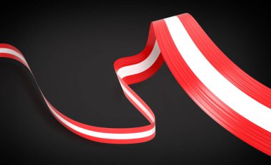 Avusturya 'nın 3d. Bayrağı 3d Avusturya' nın Siyah Arkaplanda Sallanan Kurdelesi 3d Görüntü
