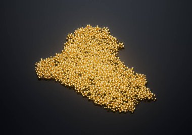 Irak Haritası Yüksek Kaliteli Altın Parlak Metalik Boncuklar veya Üç Boyutlu Resimler