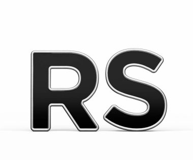 Siyah Rupi Para Birimi Sembolü Metal Parıltısı ve Yamuk Kenarlı 3B Görüntü