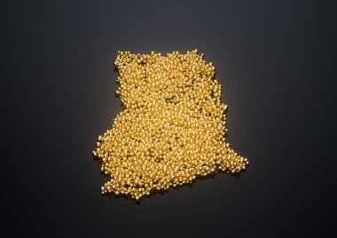 Gana Haritası Yüksek Kaliteli Altın Parlak Metalik Boncuklar veya Üç Boyutlu Resimler