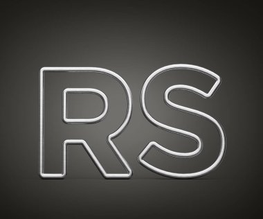 3B Eğrili Gümüş Metal Parıltısından Yapılan Rupi Para Birimi Sembolü