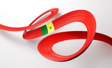 Senegal 'in 3d Bayrağı Parlak Senegal Bayrakları Beyaz Arkaplan Üzerinde Senegal Bayrakları
