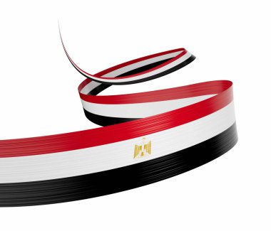 Mısır 'ın 3d Bayrağı 3d Dalgalanan Bayraklar Beyaz Arkaplanda İzole Edildi, 3d illüstrasyon