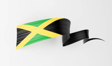 Jamaika 'nın 3D Bayrağı 3d Dalgalı Parlak Jamaika Kurdelesi Beyaz Arkaplanda İzole Edildi 3d Görüntü