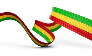 3d Flag Of Mali 3d Wavy Shiny Mali Ribbon Flag Isolated On White Background 3d Illustration clipart