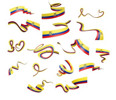 Ekvador Dalgalı Soyut Bayraklar Beyaz Arkaplanda Farklı Bayraklar Stili 3d Görüntü