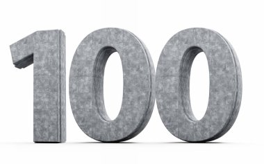 Beton Numarası 100 basamak Gri Beton Taş Beyaz Arkaplan 3D İllüstrasyon