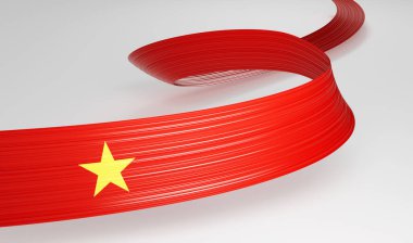 Vietnam 'ın 3d Bayrağı 3 d Dalgalı Parlak Vietnam Kurdelesi Beyaz Arkaplanda İzole Edildi 3d Görüntü