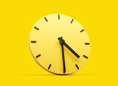 3d Basit Sarı yuvarlak duvar saati 4: 30 4: 30 4: 30 Sarı arkaplan 3 boyutlu görüntü