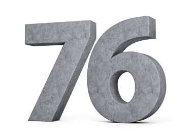 3d Concrete Number Seventy six 76 Digit Made Of Grey Concrete Stone On White Background 3d Illustration clipart